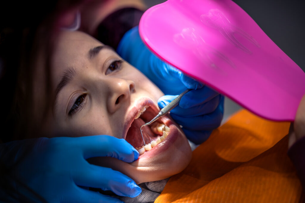 Girl in the dentist's office